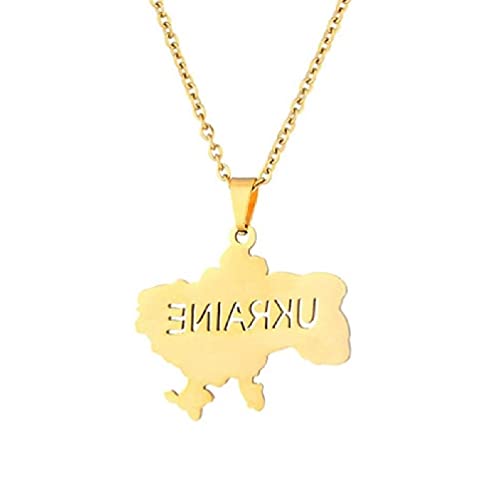 Fogun Ukraine Carte Colliers Pendentif Colliers Ukraine Drapeau Colliers Ukraine Chaîne Colliers Matériel en Acier Inoxydable Ukraine Carte Cover