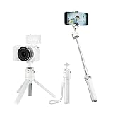 JJC カメラ三脚 スマホクリップ スマホ三脚 iphone 自撮り棒 小型 4段伸縮 長さ17-38cm ZV1II ZV1 ZV1F ZV1F ZVE10 ZVE10 RX100 VII A6100 A6400 Canon PowerShot SX740 HS EOS M50 M6 MarkII R100 R50 R10 G7X MarkII などカメラに適用 軽量 白