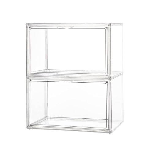 Heeloo フィギュアケース 収納ケース 3個セット 積み重ね式 コレクションケース アクリルケース 透明の収納ケース3つ マグネット式扉 前開き ショーケース フィギュア (3個セット, 36cm（幅）ｘ22cm（奥行き）×28cm（高さ）)の画像