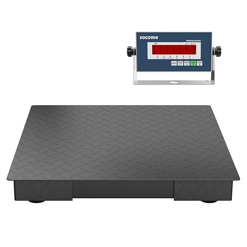 SOCOME 24"x24" Industrial Floor Scale, Precision Pallet Scale with Digital Indicator, Heavy Duty Weighing Scale for Floor Bench Office Weight Weighing, 2500 lb x 1 lb, Black