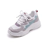  Vansney Moda Mujer Chunky Sneakers Mocasines Confort Señoras Mesh Vamp Zapatos de Trabajo Cordones Planos Entrenadores Deportes Correr Senderismo Grueso Inferior Plataforma Zapatos