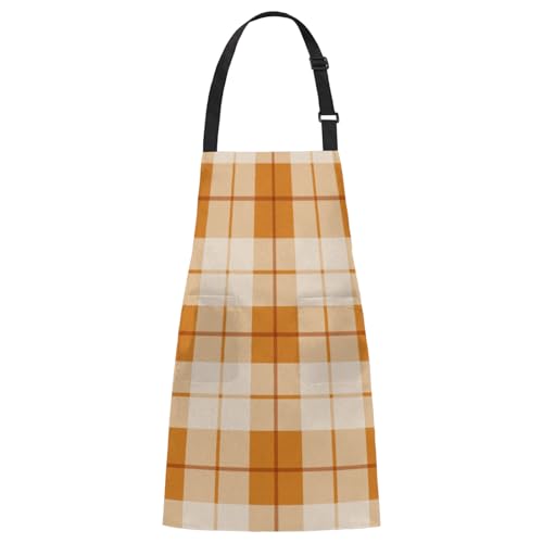 Aglebo Cube Orange Chef Apron with Pockets Adjustable Shoulder Strap Waterproof Cooking Apron for Kitchen Baking Gardening Pottery Painting