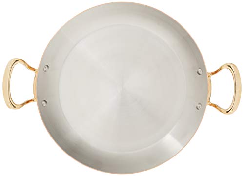 Mauviel M'150 B 1.5mm Polished Copper & Stainless Steel Paella Pan With Brass Handles. 13.7-In, Made In France