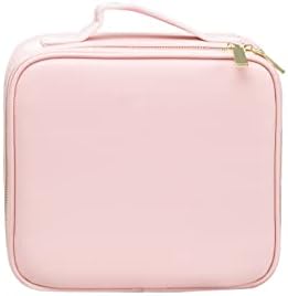 ZhenGuiRu Makeup Train Case with 3 Color Adjustable Brightness LED Mirror Cosmetic Travel Case Adjustable Dividers Toiletry Bag for Lady (Pink)