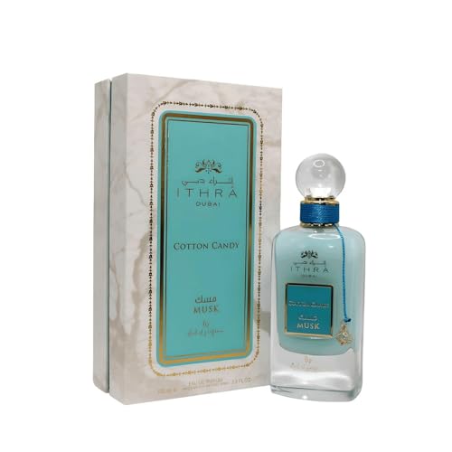 Ithra Dubai Cotton Candy Musk Perfume - Luxury Arabian UAE Unisex Fragrance - Bergamot, Jasmine, Woody Scent - Eau De Parfum 100ml