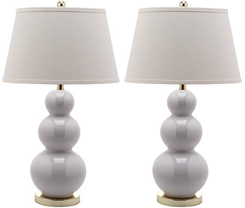 SAFAVIEH Lighting Collection Pamela Modern Contemporary White Triple Gourd Ceramic