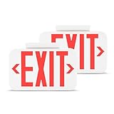 Amazon Basics LED Emergency Exit Sign, UL Certified, 2-Pack, Double Face Exit, Hardwired with Battery Backup, white (Previously AmazonCommercial brand)