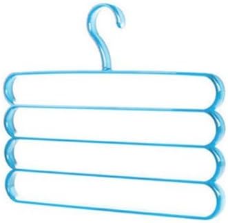 Standard Hangers Closet Multi-use 4 Layers Clothes Hanger Holder Trousers Scarves Pants Shelf Organiser PS Plastic Blue 1 Pcs