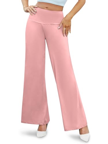 Arolina Women's Stretchy Wide Leg Palazzo Lounge Pants Casual Comfy High Waist Palazzo Pants Dustypink