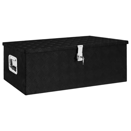 vidaXL Aufbewahrungsbox Aluminiumkoffer Aluminiumbox Lagerbox Lagerkiste Transportkoffer Transportkiste Schwarz 90x47x33,5cm Aluminium