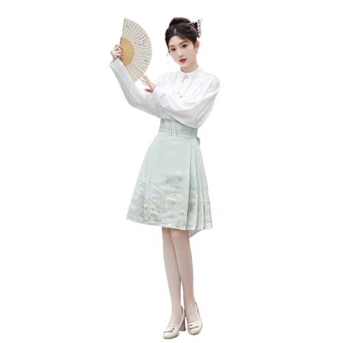 Jupe visage de cheval style chinois demi-jupe costume antique Hanfu d'été femme