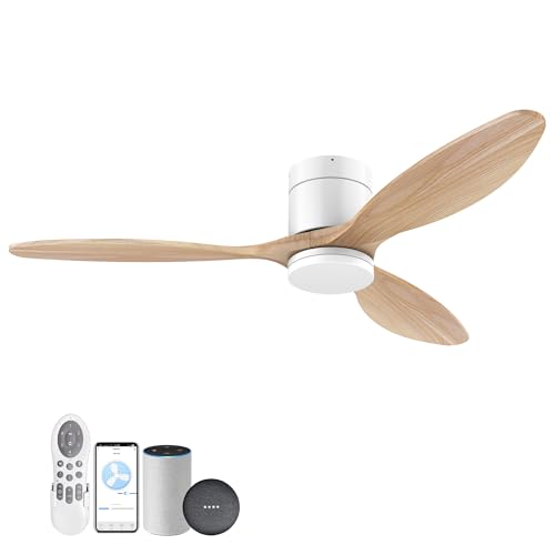 cumilo 52 Inch Smart Ceiling Fans with Remote,Quiet DC Motor,Dimmable,Control with Voice Alexa WiFi APP,Outdoor Indoor Black Ceiling Fan for Modern Bedroom Patio Black-Downrod