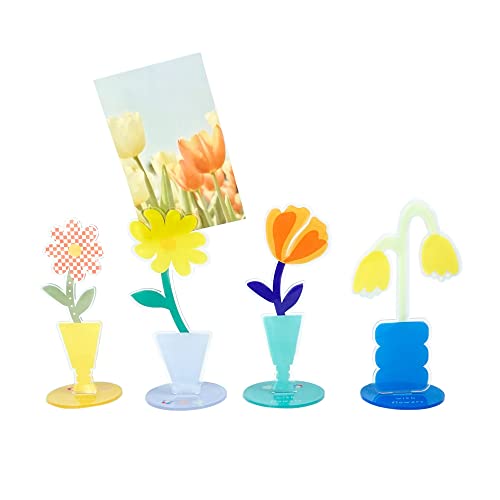 Desk Meno Holder Stand Set Of 4, Cute Flower Table Photo Display Clip Stand For Home Office Picture Memo Cards Paper Note Postcards Display #TOP9