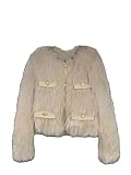 Women Vintage Round Neck Faux Fur Coats Short Furry casaco de pele XL