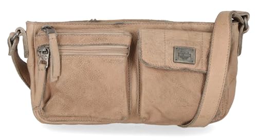Harley-Davidson Women's Washed Genuine Leather Shoulder Bag Purse - Brush Tan