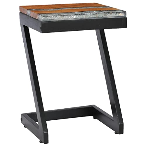 Table basse teck massif design en Z petit meuble d'appoint - 8