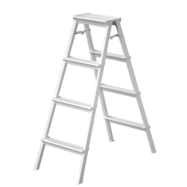 Step Ladder Aluminum Folding Step, 4 Steps Stool with Anti-Slip Sturdy and Wide Pedal, Portable Multi-Use Stepladder for Home and Kitchen Use Space Saving, Lightweight Aluminum (4 Steps)