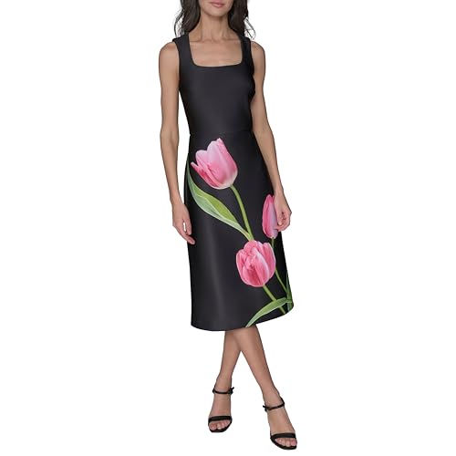 Image of Karl Lagerfeld Women's Floral Square Neck Sleevelss Sheath Dress
