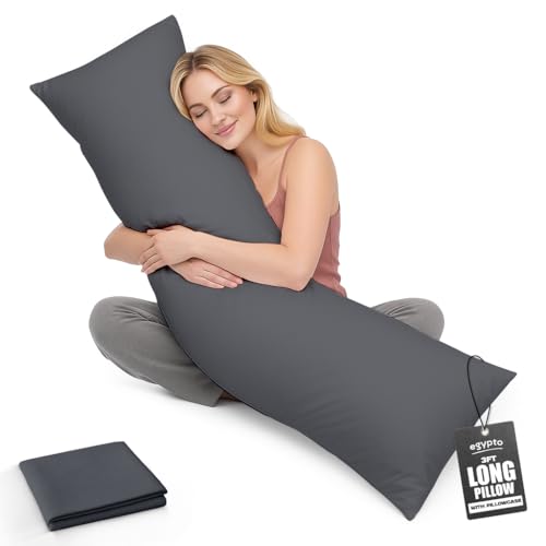 Living Orthopaedic 3ft Bolster Pillow (19”x36”) – Hypoallergenic Long Pillow – Soft & Breathable Full Body Pillow for Back, Neck & Leg Support – Ideal Pregnancy Support with Long Pillow case (Grey)