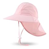 JANGANNSA Baby Sun Hat Boys Girls Infant Toddler Bucket Hat Kids Neck Flap Sun Protect Cap Beach (6-36 Months, Pink)