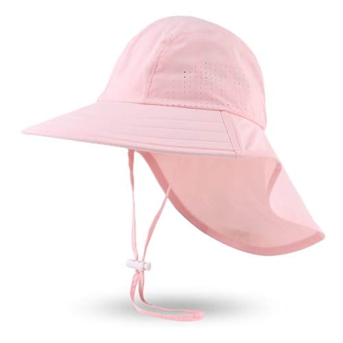JANGANNSA Baby Sun Hat Boys Girls Infant Toddler Bucket Hat Kids Neck Flap Sun Protect Cap Beach