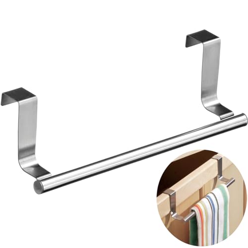 Over The Door Towel Holder No Drilling Required Towel Hanging Rack Towel Holder Anti Slip Kitchen Towels Holder Towel Rail Without Drilling Stainless Steel Tea for Kitchens and Bathrooms