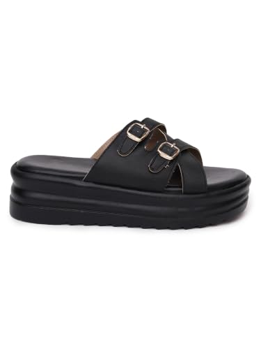 Image of TRYME Women's Stylish Platform Heel Sandals | Comfortable Slip-On Fashion Footwear for College, Office & Casual Wear