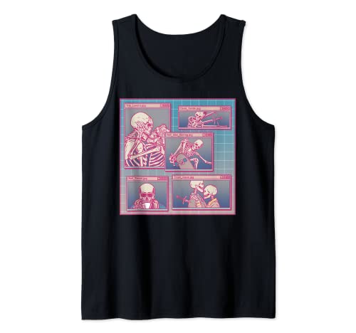 Vaporwave Aesthetic Gothic Esqueleto Goth Camiseta sin Mangas