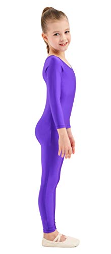 Image of Kepblom Girls Scoop Neck Long Sleeve Unitard Bodysuit Dancewear For Child