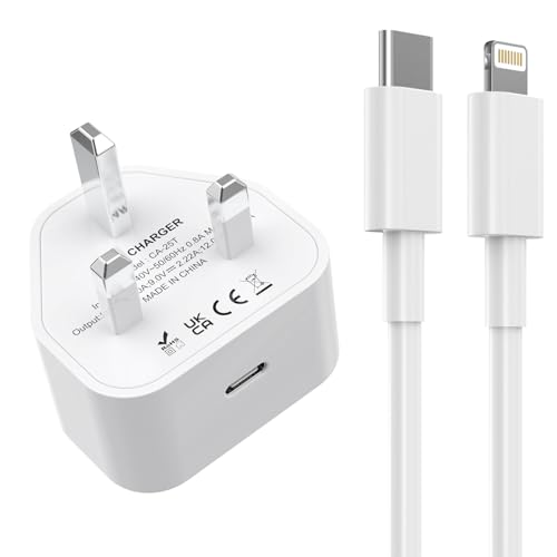 20W USB C Fast Charger with 2M Cable [MFi Certified] for iPhone 14/14 Plus/14 Pro/14 Pro Max/13 12 11 XS XR X XS SE 8 7 Mini,iPad, USBC Plug UK Power Adapte and 6FT USB C to Lightning Cable