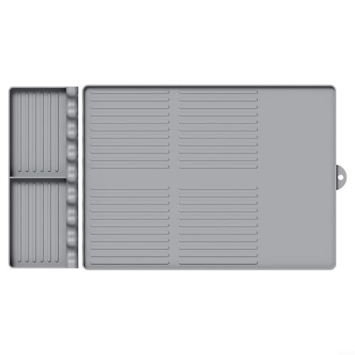 Sandyseptember Juego de alfombrillas de silicona para cocina con función de drenaje para barbacoa y aislamiento térmico, protege las superficies de cocción de daños (gris-A)