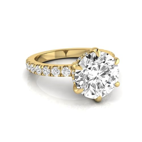 Image of Shanti Jewel IGI Certified 3.75 Carat Round Lab Grown Diamond (3 Ct, F, VVS2) Hidden Halo 14K Gold Wedding Engagement Ring For Womens