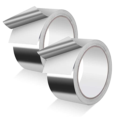 Ruban Adhésif en Aluminium 5cm x 50m, 2 Rouleau Scotch Aluminium de l’Isolation et l'Étanchéité, Scotch Isolant Thermique Pour La Réparation,Sceller La Ventilation,Climatisation