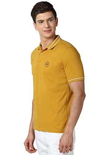 Image of Peter England Men's Regular Fit Insignia Half Sleeve Polo T-Shirt | Cotton Rich | Premium Pique Weave