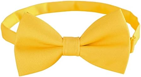 Kajeer Classic Pre-Tied Mens Bow Ties Formal Adjustable Solid Tuxedo Bowtie for for Adults & Children(Yellow, S - (0-5 years,babies,toddles))