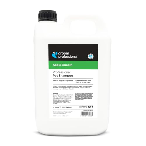 GROOM PROFESSIONAL Apple Smooth Dog Shampoo - Cleansing Shampoo for Smelly Dogs - Gentle Relief Sensitive Dry or Itchy Skin - Promotes Shine & Repairs Damaged Coats - Deodorising & Fresh Scent 4L
