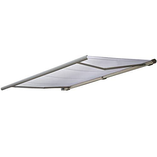 Mendler Elektrische Kassettenmarkise T122, Markise Vollkassette 4x3m - Acryl Creme, Rahmen grau