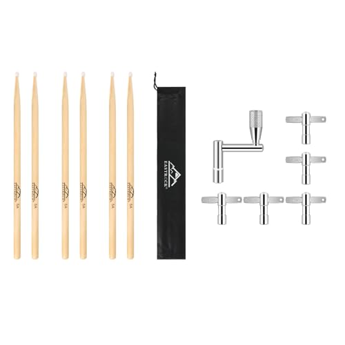 Baquetas EASTROCK 5A punta de nailon 3 pares y llaves de batería 6 pcs miniatura 1