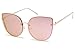 XL Oversized Oceanic Two Tone Gradient Flat Lens Gold Metal Frame Cat Eye Sunglasses (Gold, Pink Mirrored Lens)