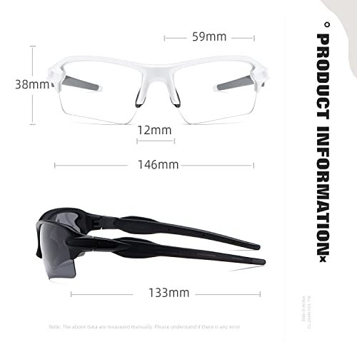 Masdun Polarized Sports Sunglasses For Men Women Half-Frame Riding Sunglasses Baseball Fishing Cycling Running Golf Shades (Black/Grey-White/Transparent) #TOP5