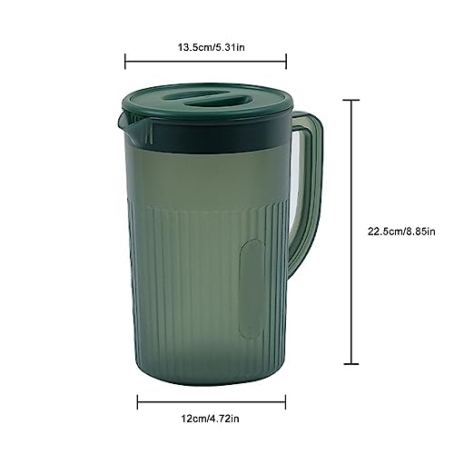ZPSHYD Plastic Cold Water Jug,Plastic Pitcher with Leak-Proof Lid,Extra-Large Capacity Cold Water Jug for Refreshing Juice,Iced Tea(Dark Green) - Image 2