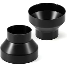 Therwen 2 Pcs 6 to 4 Inch Duct Reducer Increaser ABS Air Duct Adapter Fan or Dryer Vent Adapter HVAC Pipe Connector for Inline Ventilation System, 150 mm to 100 Mm Black