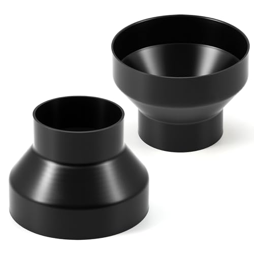 Therwen 6 to 4 Inch Duct Reducer Increaser ABS Air Duct Adapter Fan or Dryer Vent Adapter HVAC Pipe Connector for Inline Ventilation System (Black 2 Pcs)