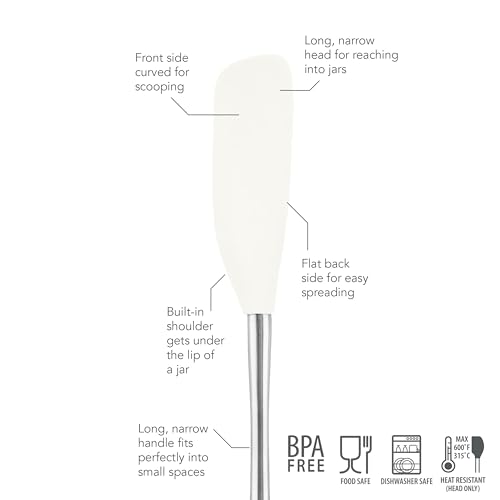 Grattoir à bocaux Flex-Core en acier inoxydable blanc durable