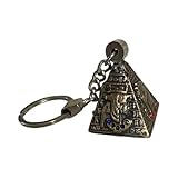 Egyptian Bronze Keychains, Vintage Style Ancient Egypt Theme Decorative Key Rings with Pyramid, Scarab Charms. Motifs, etc (3D Pyramid)