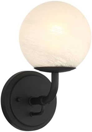 Minka Lavery 3791-899 Whitehall 11" Tall Bathroom Sconce - Dark Matte Black with Etched Alabaster Glass