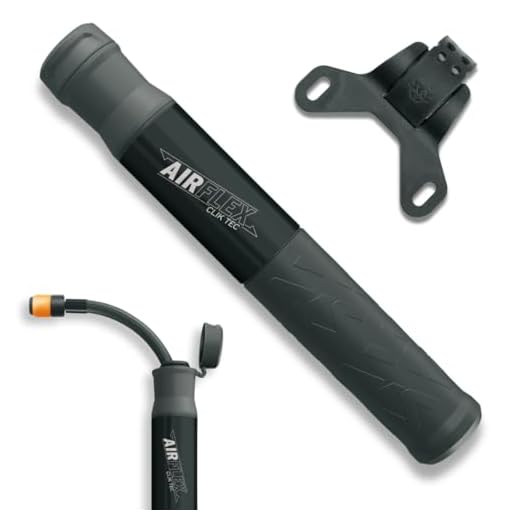 SKS Germany Airflex Explorer CLIK TEC Minipumpe (Fahrradpumpe für das CLIK Valve-System, ausziehbarer Schlauch mit CLIK TEC-Ventilkopf, ergonomischer Griff mit Weichkomponenten), schwarz