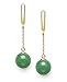 Belacqua Natural Green Jade Round Drop Earrings in 14K Yellow Gold, Leverback - Closure, Length - 1.5 Inches, Fashion Jewelry for Women, Gift Box Included