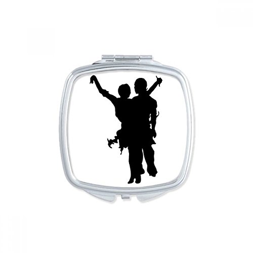 Miroir de maquillage compact imprimé patinage, accessoire de poche aux finitions soignées