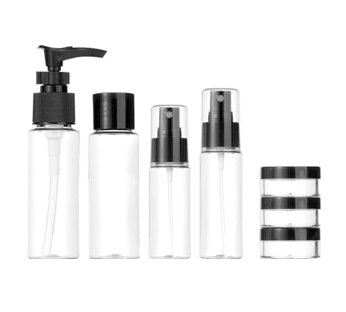 ROKTRY Travel Bottles Set of, 7 Leakproof Travel Containers with Toiletry Containers and Zipper Bag,Refillable Squeezable Travel Jar for Cosmetic Shampoo, Portable Liquid Travel Accessories